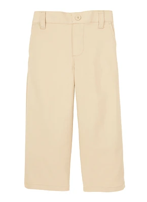 French Toast Boys 2T-4T Relaxed Fit Faux Button Pants, Khaki,
