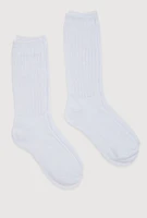 Womens Ribbed Knit Slouch 4 Pack Size 9-11, White