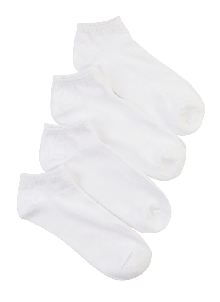 Womens Solids Ankle Socks 4 Pack Size 10-13, White