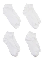 Womens Solids Ankle Socks 4 Pack Size 10-13, White