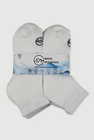 Womens Performance Quarter Socks 10 Pack Size 4-10, White