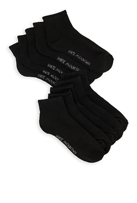 Womens Performance Quarter Socks 10 Pack Set, Black