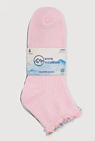 Girls Assorted Lettuce Edge Ankle Socks 6 Pack, Multi