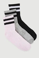 Womens Varsity Stripe Pilates Crew Socks 3 Pack Size 4-10, Multi