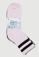 Womens Varsity Stripe Pilates Crew Socks 3 Pack Size 4-10, Multi