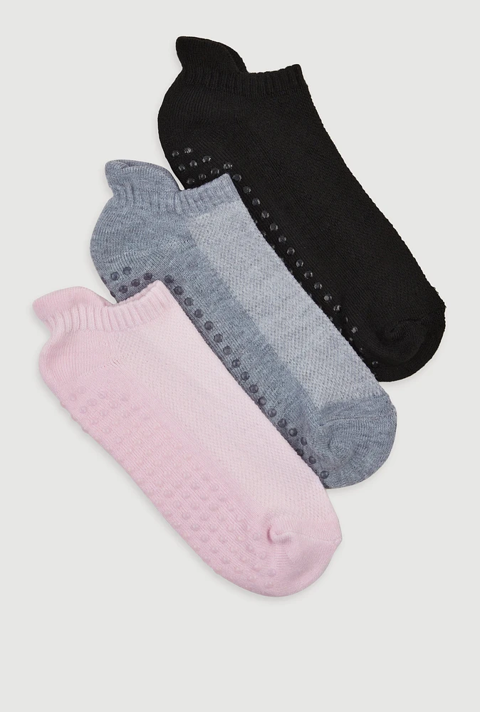 Womens Pilates Socks 3 Pack Size 4-10, Multi, Size 9-11