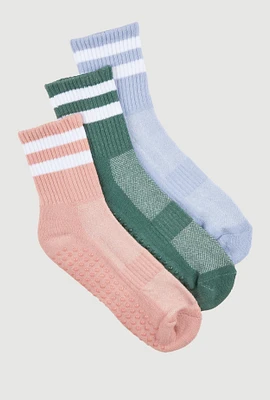 Womens Varsity Stripe Pilates Socks 3 Pack Size 4-10, Multi