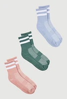 Womens Varsity Stripe Pilates Socks 3 Pack Size 4-10, Multi