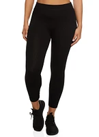 Womens Waffle Knit High Waisted Leggings, Black, Size M