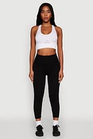 Womens Rib Knit Capri Leggings, Black, Size S-M