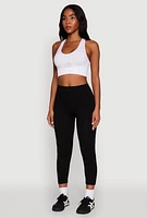 Womens Rib Knit Capri Leggings, Black, Size S-M