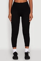 Womens Rib Knit Capri Leggings, Black, Size S-M