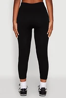 Womens Rib Knit Capri Leggings, Black, Size S-M