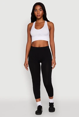 Womens Seamless High Waisted Capri Leggings, Black, Size S-M
