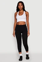 Womens Seamless High Waisted Capri Leggings, Black, Size S-M