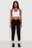 Womens Seamless High Waisted Capri Leggings, Black, Size S-M