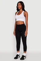 Womens Seamless High Waisted Capri Leggings, Black, Size S-M