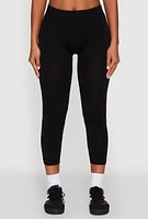 Womens Seamless High Waisted Capri Leggings, Black, Size S-M