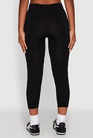 Womens Seamless High Waisted Capri Leggings, Black, Size S-M