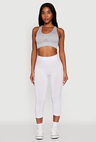 Womens Seamless High Waisted Capri Leggings, White, Size S-M