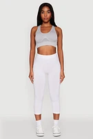Womens Seamless High Waisted Capri Leggings, White, Size S-M