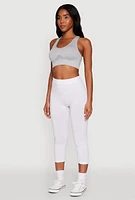 Womens Seamless High Waisted Capri Leggings, White, Size S-M