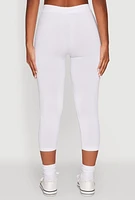 Womens Seamless High Waisted Capri Leggings, White, Size S-M