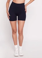 Womens Ribbed Knit High Waist Bike Shorts,