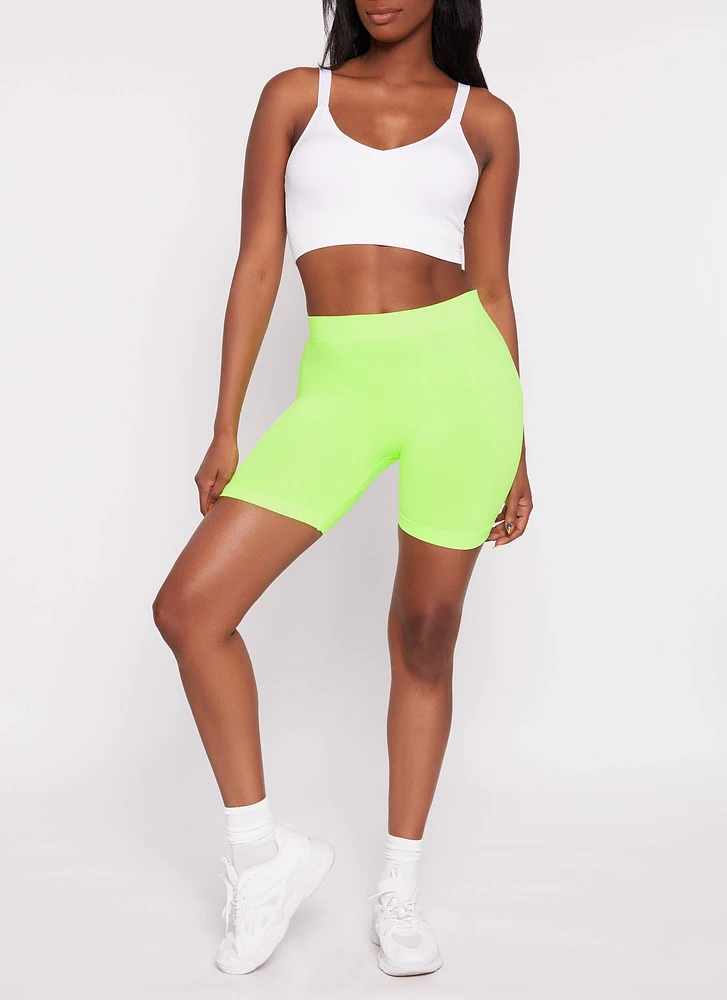 Womens 3 inch Biker Shorts, Green, Size XL