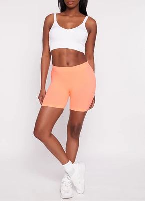 Womens 3 inch Biker Shorts, Orange, Size M