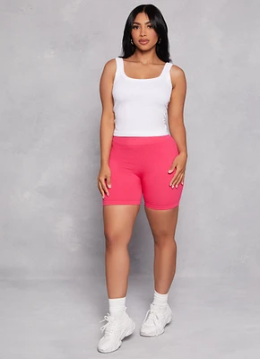 Womens Ribbed Knit Seamless Cycling Shorts,