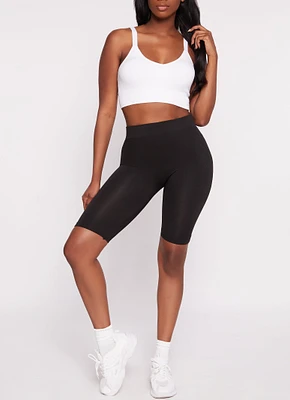 Womens Basic High Waist Biker Shorts, Black, Size S