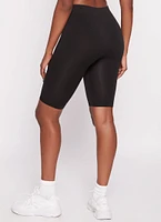 Womens Basic High Waist Biker Shorts, Black, Size S