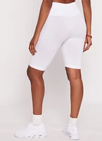 Womens Seamless Ribbed High Waist Biker Shorts, White,