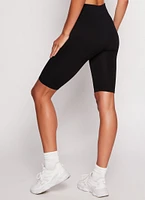 Womens Ribbed Knit Basic Biker Shorts, Black,