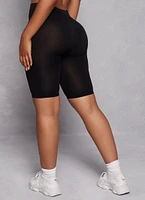 Womens High Waisted Seamless Bike Shorts, Black, Size L-XL
