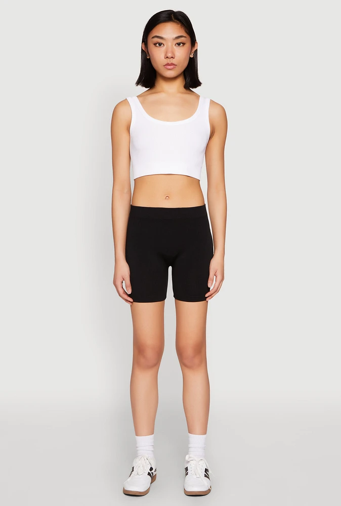 Womens Basic Seamless Biker Shorts,