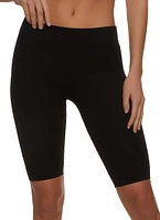 Womens Rib Knit Bike Shorts, Black, Size S-M