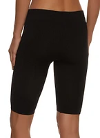 Womens Rib Knit Bike Shorts, Black, Size S-M