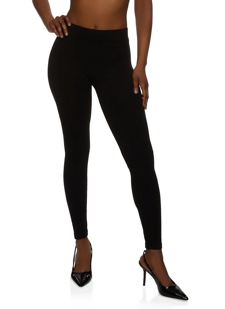 Womens High Waisted Seamless Basic Leggings, Black,