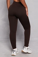 Womens French Terry High Waist Leggings, Brown, Size M