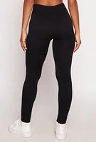 Womens Fleece Lined Ribbed High Waist Leggings, Black, Size S