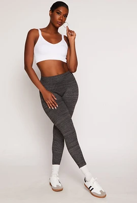 Womens Seamless Ribbed Knit Leggings,