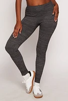 Womens Seamless Ribbed Knit Leggings, Grey, Size XL