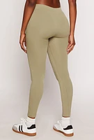 Womens Seamless Ribbed Knit Leggings, Green, Size M