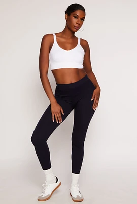 Womens Seamless Ribbed Knit Leggings,