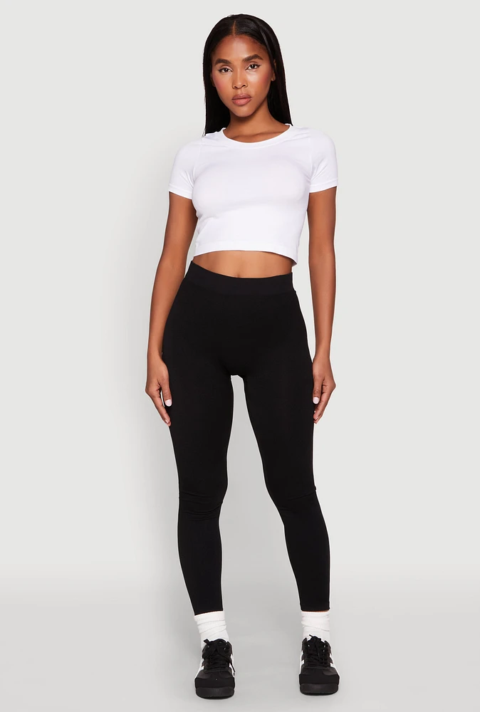 Womens High Waisted Seamless Leggings, Black,