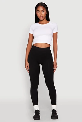 Womens High Waisted Seamless Leggings, Black,