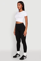 Womens High Waisted Seamless Leggings, Black,