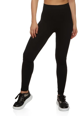 Womens Seamless Rib Knit High Waist Leggings, Black, Size S